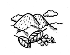 里山と木の葉イラスト