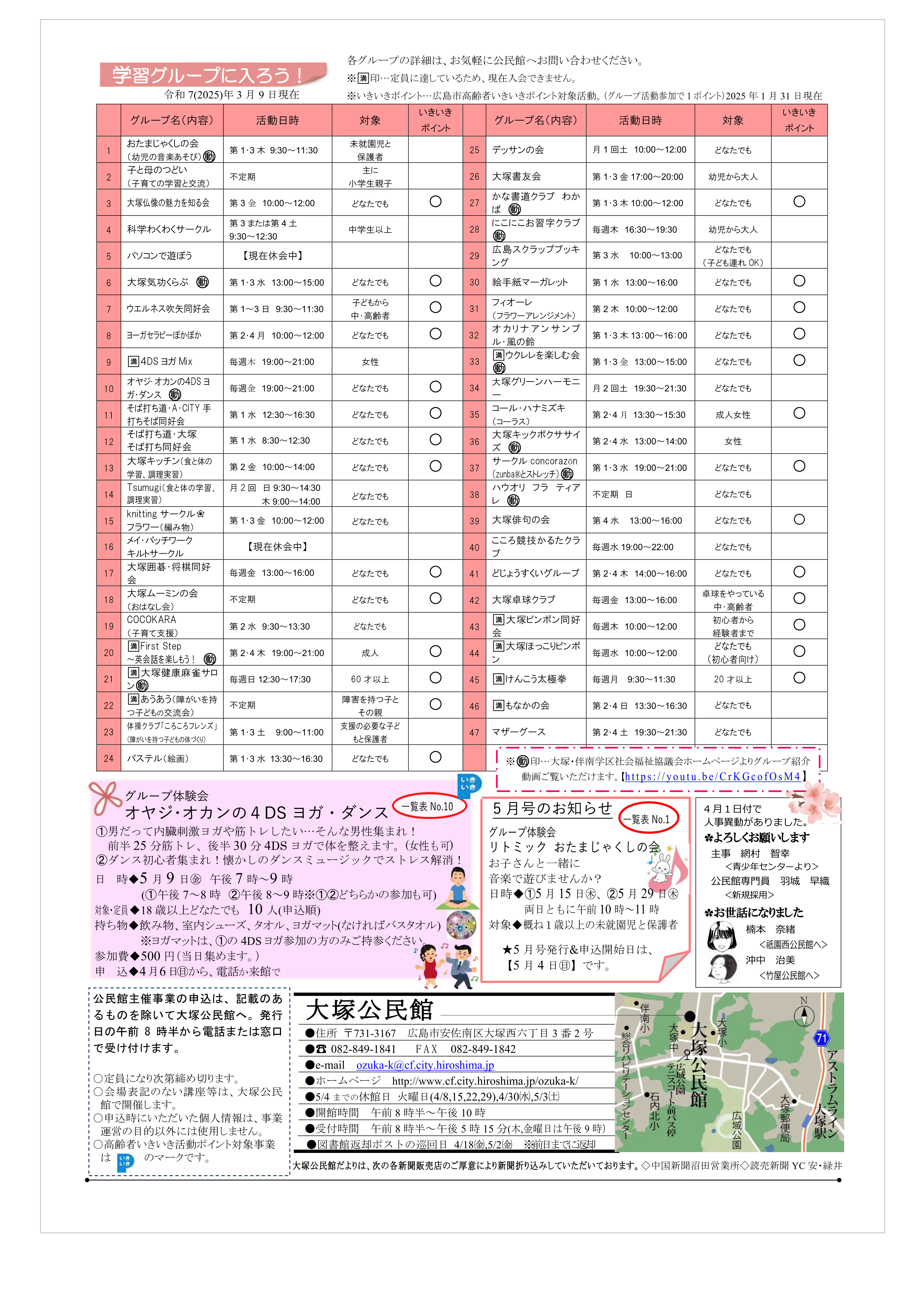 大塚公民館だより最新号裏面