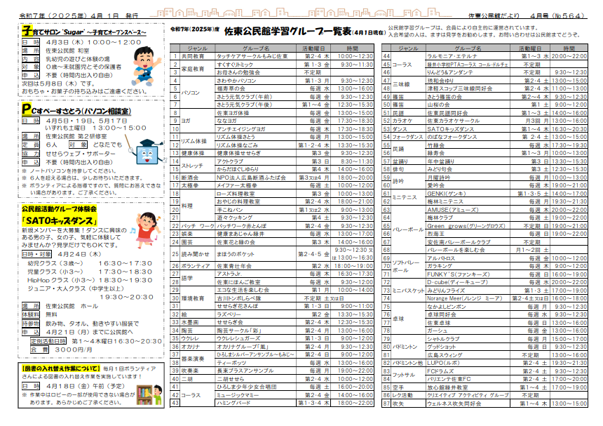 佐東公民館だより最新号裏面